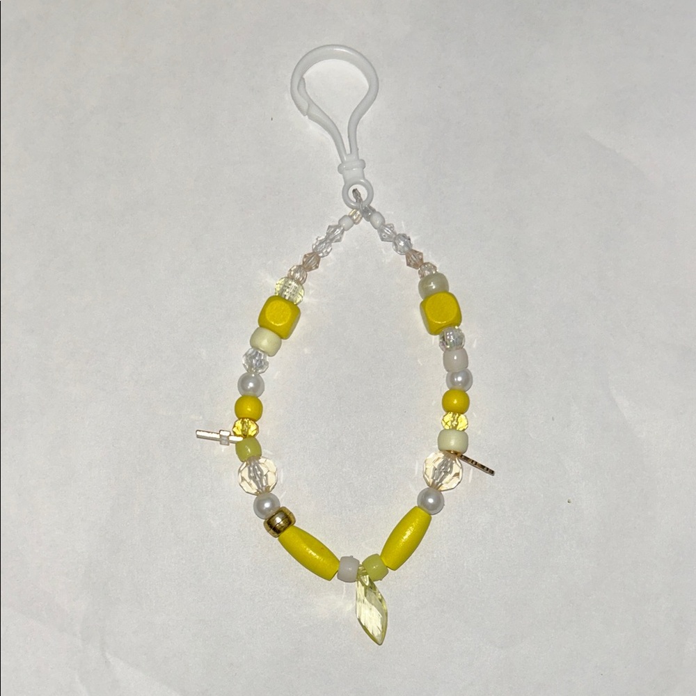 Yellow Beaded Keychain Charm